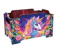 5D Diamond Painting Snack Storage Box - DIY Diamond Art Colored Pattern Wood Case Partial Drill Rhinestones Decorative Wooden Crystal Mosaic Storage Container for Home Dresser Desk Decor