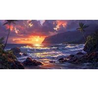 5D Diamond Painting Spiaggia Diamond Painting Grandi Dimensioni 60x120cm Palma Da Cocco Diamond Painting Kit, Diamond Painting Adulti, Ricamo a Punto Croce Painting, per Decorazione Parete Casa R-Z