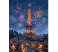 5D Diamond Painting Torre Eiffel, Vista Notturna DIY Diamond Painting Kit Completo, DIY Pittura a Diamante, Diamantini Crystal Art Kit, 5D Dibujos con Diamantes, Decorazioni Casa, 90x120cm O-4655