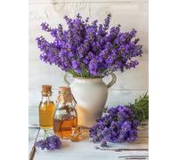 5D Diamond Painting Vaso, Peinture Diamant Adulte Lavanda Diamond Painting Kit Complet, DIY Broderie Diamant Artisanat, Diamond Dots Strass Point de Croix Painting Pour Murale Décoration 40x50cm X-R