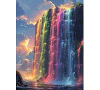 5D Diamond Painting Waterfall, Diamond Painting Kit Completo Montagna, DIY Kit Pittura Adulti, Diamantini Crystal Art Ricamo a Punto Croce Artigianale Kit, per Decorazione Casa 100x130cm 0-4714
