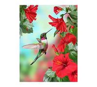 5D Diamond Square Kit Fai Da Te Pittura a Mosaico Diamante Quadrato Colibrì e Fiori Ricamo a Punto Croce con Strass Completa con Diamanti su Tela da Parete Forniture Arte da Parete Regalo 30 x 40 cm
