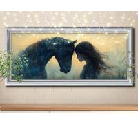 5D DIY Diamond Art Painting Kit Completo Ragazza,Cavallo,Fai Da Te Pittura Diamante per Adulti,A Punto Croce Pittura di Diamanti,Diamantini Crystal Art Bambini per Decorazione Casa 40x100cm 58Y-5585