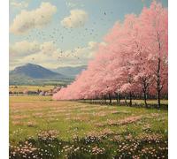 5D DIY Diamond Painting Albero, Diamond Painting Adulti Paesaggio, DIY Rotondo Quadri con Perline Kit, Passatempo per Adulti, Disegni con Perline da Attaccare, Decorazione per Casa, 50x50cm 6-6548