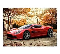 5D DIY Diamond Painting Kit Completo,Automobile sportiva rossa di autunno Pittura Diamante,Ricamo Strass Punto Croce Arte Artigianato Diamant Painting con Numeri Decorazione Parete Casa 55x75cm