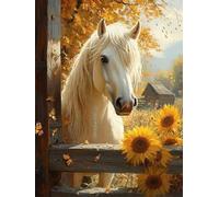 5D DIY Diamond Painting Kit Completo Cavallo Diamond Painting Adulti, Fiore Pittura Diamante Quadri Con Perline, Diamantini Crystal Art Bambini Pittura per Decorazione Casa e Pareti 50x70cm X-634