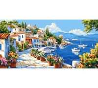 5D DIY Diamond Painting Kit Completo Italia Diamond Painting Piccola città Diamantini Crystal Art bambini, Round Full Drill Diamond Art Painting Craft Kits for Adults Beginners,Home Decor 140x70cm-754