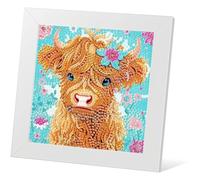 5d diy diamond painting,Kit di Pittura a Diamante per Bambini con Cornice,Arte Creativa 5D con Tema Mucca Regalo Perfetto per Ragazze e Ragazzi dai Anni, Usare per Decorazioni per la Casa (18x18cm)