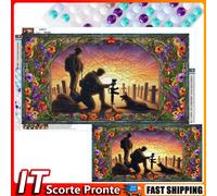 5D DIY Full Round Drill Stained Glass Diamond Painting Warrior War Dog 40x70cm
