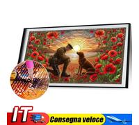 5D DIY Full Round Drill Stained Glass Diamond Painting Warrior War Dog 40x70cm I
