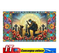 5D DIY Full Round Drill Stained Glass Diamond Painting Warrior War Dog 40x70cm I