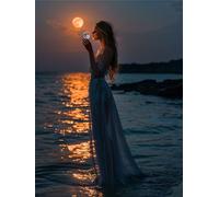 5D Donna Diamond Painting, Luna Diamond Painting Kit Completo, Fai Da Te Round Full Drill Crystal Rhinestone Ricamo a croce Craft Kits Mosaico Production, Per decorazione femminile 100x135cm 0U-190