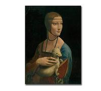 5d Fai da Te Pittura Diamante Kit 5D Diamante d'Arte,La Dama con L'ermellino Riproduzioni di Quadri su Tela sul Muro di Leonardo da Vinci Famosa Arte della Parete su Tela Soggiorno