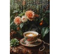 5D Fiore Diamond Painting Tazza Diamond Painting Kit Completo, Pittura Diamante Adulti Bambini Diamantini Crystal Art Strass Ricamo Punto Croce Arte Artigianato, Decorazione Murale 60x80 cm Q4-166