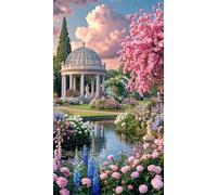 5D Fiori padiglione giardino Diamond Painting Kits for Adults,Diamond Art Painting Kit Completo,DIY Square Pittura Di Diamanti Strass Ricamo A Punto Croce Art Craft per Decorazioni Casa +40x90cm
