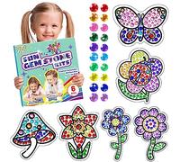 5D Gem Art Kit di Pittura Diamante per Bambini - Arts Crafts 6 fogli Fiori Gemma Kit di pittura artistica con numeri per ragazza, Forniture per feste di compleanno Regali per bambini dai 6 - 12 anni