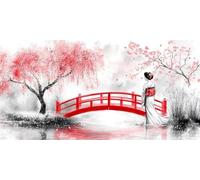 5D Giappone Diamond Painting Adulti, Ponte Rosso Pittura Diamante Kit Completo, Diamond Art Kits Fai Da Te Diamant Painting Set Strass Diamantini Crystal Art per Decorazione Della 70x140cm, Model340