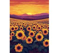 5D Girasole Diamond Painting Tramonto Diamond Painting Kit Completo, Pittura Diamante Adulti Bambini Diamantini Crystal Art Strass Ricamo Punto Croce Fai da Te, Decorazione Murale 80x100 cm Q4-972