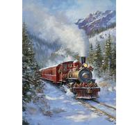5D Inverno Diamond Painting per Adulti, Treno Pittura Diamante Kit Completo, Diamond Art Kits Fai Da Te Diamant Painting Set Diamantini Crystal Art per Decorazione Della Parete Casa 60x80cm, Model604