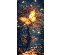 5D Kit Diamond Painting per Adulti e Bambini, Diamond Painting Farfalla Laghi, Pittura Diamante con Strass Luminosi, Mosaico Ricamo Arte Decorazione Parete Casa - Perfetto Hobby Creativo 25x50cm R-147