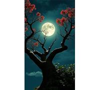 5D Luna dell'albero notturno Diamond Painting Kits for Adults,Diamond Art Painting Kit Completo,DIY Square Pittura Di Diamanti Strass Ricamo A Punto Croce Art Craft per Decorazioni Casa +20x50cm