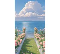 5D Nuvola di mare giardino Diamond Painting Kits for Adults,Diamond Art Painting Kit Completo,DIY Round Pittura Di Diamanti Strass Ricamo A Punto Croce Art Craft per Decorazioni Casa +100x210cm
