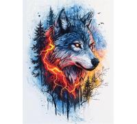 5D Paesaggio Diamond Painting Lupo Diamond Painting Kit Completo, Pittura Diamante Adulti Bambini Diamantini Crystal Art Strass Ricamo Punto Croce Arte Artigianato, Decorazione Murale 60x80 cm Q4-72