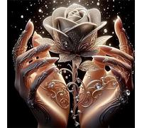 5D Palma Rosa Diamond Painting,Quadrato Kit per diamond painting Adulti,Fiore di fantasia Pittura Diamante Fai da Te Diamond Painting Kit Completo Punto Croce Painting per Casa Pareti Decor 105x105 cm