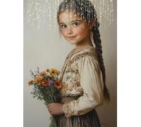 5D Ragazza Diamond Painting Fiore Diamond Painting Kit Completo, Pittura Diamante Adulti Bambini Diamantini Crystal Art Strass Ricamo Punto Croce Arte Artigianato, Decorazione Murale 35x50 cm Q4-192
