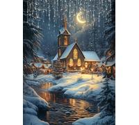 5D Scena Neve Diamond Painting Cabina Diamond Painting Kit Completo, Pittura Diamante Adulti Bambini Diamantini Crystal Art Strass Ricamo Punto Croce Arte Fai da Te, Decorazione Murale 90x120 cm Q4-78