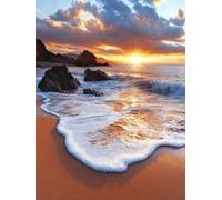 5D Spiaggia Diamond Painting Kit Completo per Adulti Principianti, Diamond Painting Bambina Tramonto Pittura Diamante, Adulti Diamantini Crystal Art, Decorazioni per Casa Regali 100x150 cm W-1001