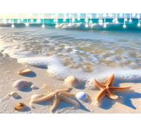 5D Spiaggia Diamond Painting Kit Completo,Pittura Diamante Stella Marina Diamond Painting Adulti Diamantini Crystal Art Pittura Diamante Fai da Te Ricamo Punto Croce,Decorazioni Casa 80x100 cm X4-221