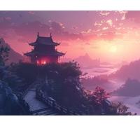 5D Tramonto Diamond Painting Kit Completo, Cabina Diamant Painting Bambina, Quadri con Perline Pittura Diamante, Diamantini Crystal Art Ricamo a Punto Croce per Natale Decorazioni Casa 70x100cm H-2368