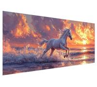 5D Tramonto Diamond Painting Kit Completo per Adulti, Kit di Pittura con Diamanti Cavallo 5D Fai Da Te, Diamond Painting Kit Punto Croce Rhinestone Embroidery Art per Decorazioni Casa 150x60cm G-10