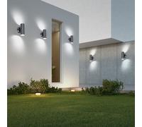 5er Set Esterno Zona Parete Lampade Acciaio Up Down Terrazzi Parco Vetro Luci