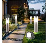 5er Set LED Solare Plug-In Lampade Giardino Luci Pietra Faretto Acciaio Inox