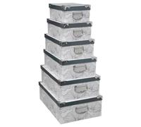5five - 6 scatole delicatesse in bianco e nero con angoli in metallo