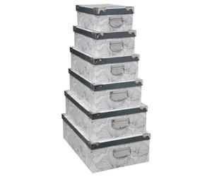5five - 6 scatole delicatesse in bianco e nero con angoli in metallo