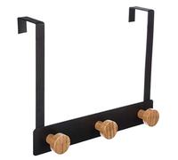 5five - appendiabiti a 3 teste in metallo nero e bambù