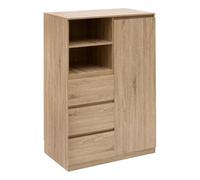 5five - armadio dolo, altezza 115 cm, 1 anta e 3 cassetti, beige