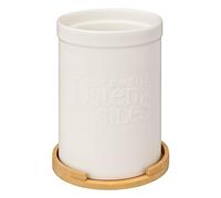 5five - barattolo per utensili in ceramica bianca naturéo con coperchio in bambù