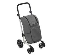 5five - Carrello pieghevole a 4 ruote, grigio, 46L - Maniglia regolabile - Tasche con cerniera - Scomparto per alimenti freschi - Leggero - Shopping e mercato - Attività all'aperto