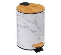 5five - cestino in metallo lea soft close 3l effetto marmo bianco