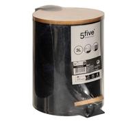 5five - cestino in metallo lea soft close 3l effetto marmo nero