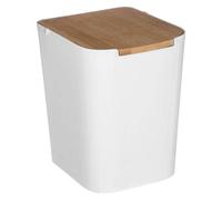 5five - cestino per rifiuti con coperchio in bambù naturéo da 5 l, bianco