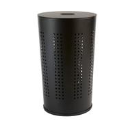 5five - cesto portabiancheria glass in metallo e legno nero 45l
