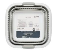 5five - Cesto portabiancheria pieghevole da 40 litri - 2 comode maniglie - Cesto estraibile - Grande capacità - Grigio e bianco