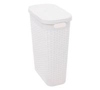 5five - Cesto portabiancheria sottile in rattan 40L grigio bianco - Fori di ventilazione - Coperchio - Maniglie ergonomiche per un facile trasporto - Cesto portaoggetti in plastica