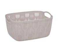 5Five - Cesto portaoggetti in plastica beige LEAF - 37,7x28,5x20 cm - Organizer, cestino, accessorio pratico per il bagno o la lavanderia