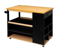 5five - isola da cucina su rotelle, legno, nero